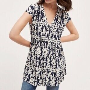 Anthropologie Ikat Ladder Lace Tunic